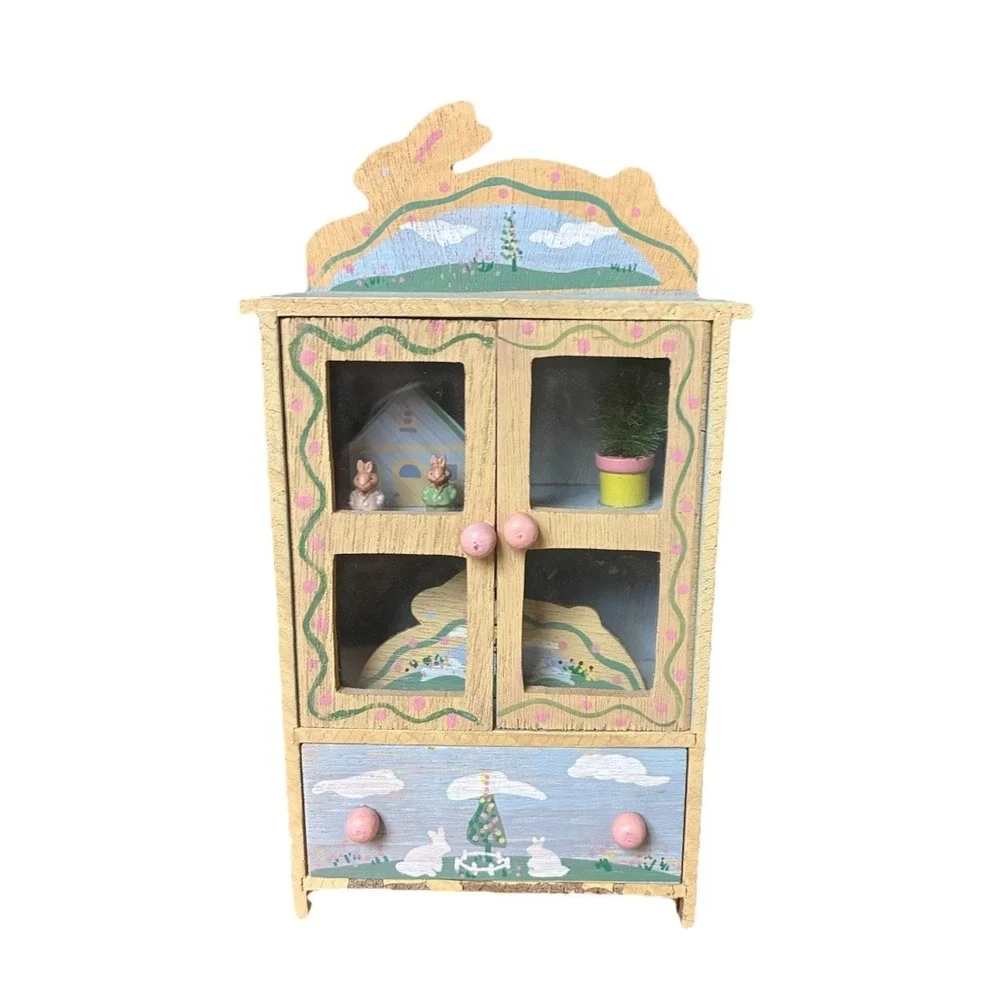 Russ Berrie Dollhouse‎ Hutch Easter Display Cabinet 9x5x2